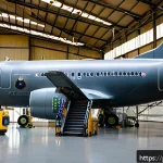 Home 18 공군의 공군 정비병 역할 - A detailed scene inside a modern military aircraft maintenance hangar in Brazil, showcasing a skille...