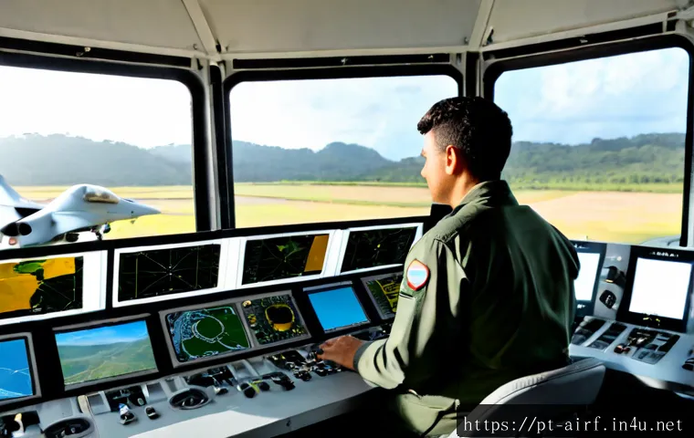 Home 17 공군 UAV 드론 운영 - Photorealistic Brazilian Air Force-style UAV operations room, focused adult drone pilot in plain oli...
